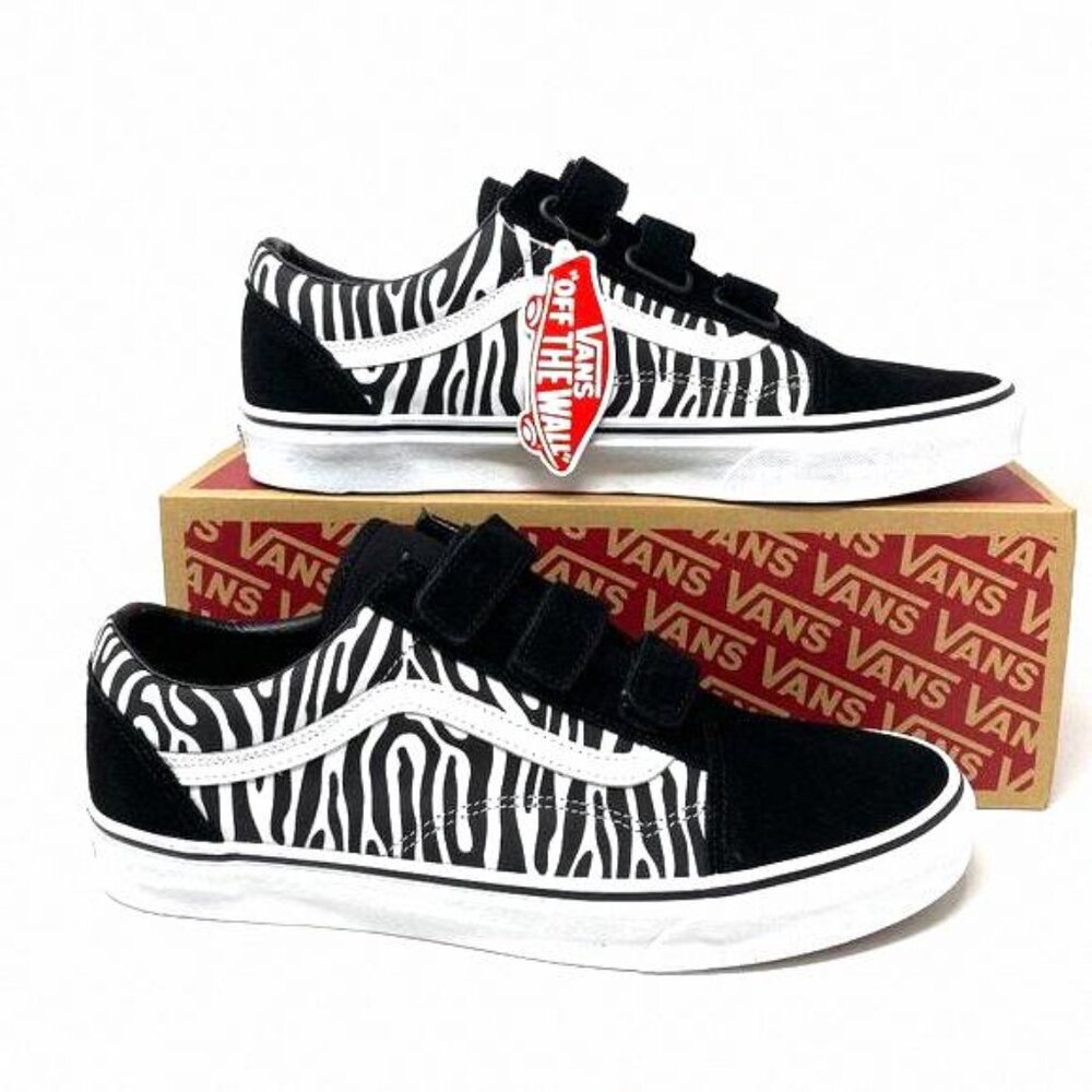 VANS Old Skool V Zebra Black Suede Canvas Sneakers VN0A3D296DB Size Womens Shoes